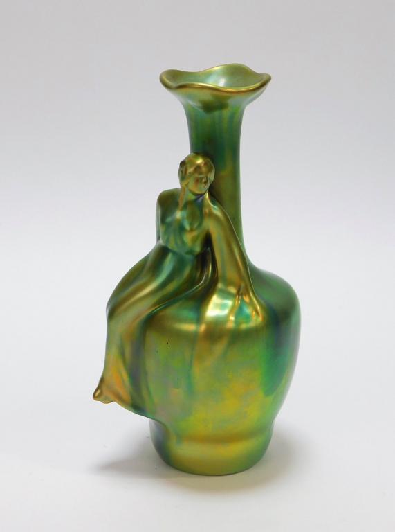 Zsolnay Green Eosin Figural Vase (1 of 6)