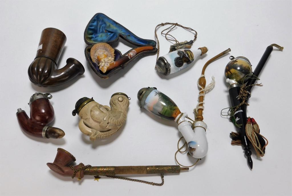 8PC German & Meerschaum Porcelain Tobacco Pipes (1 of 8)