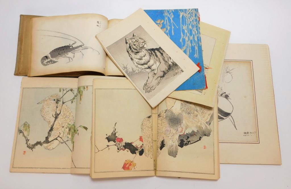 6PC Japanese Woodblock Print Books & Ink Drawings (1 of 12)