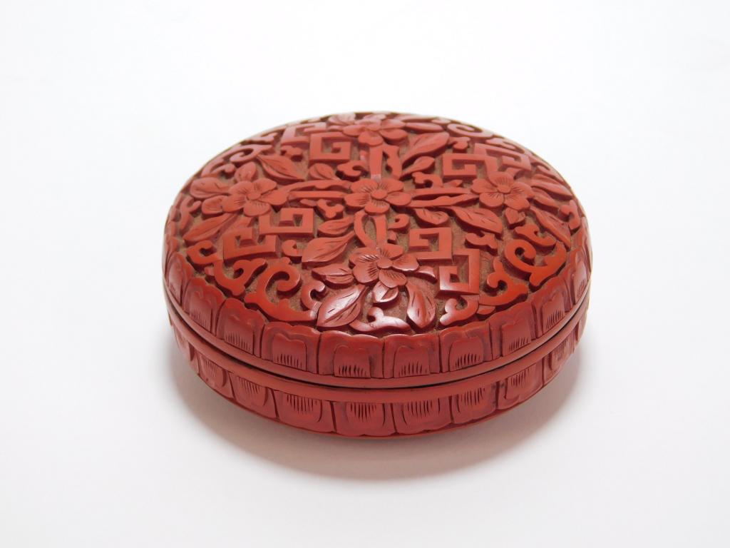 Chinese Carved Cinnabar Lacquer Paste Box (1 of 4)