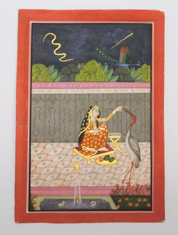 19C Indian Bundi School Queen & Crane Painting (1 of 5)