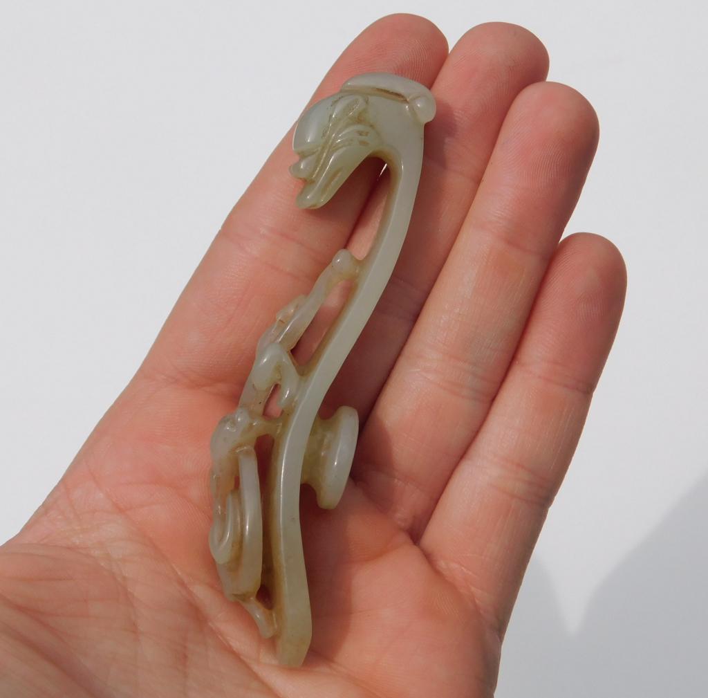 Chinese Qing Dynasty Carved Jade Dragon Belt Hook (1 of 4)