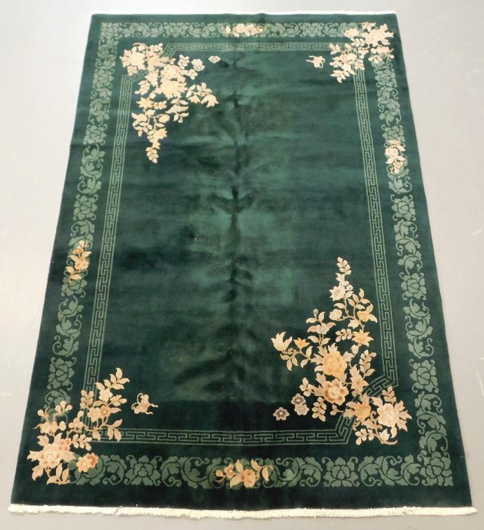 Chinese Emerald Green Floral Rug (1 of 8)