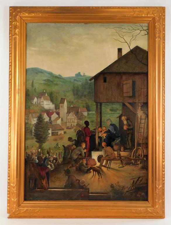 1920 German Religious Nativity Scene Painting (1 of 10)