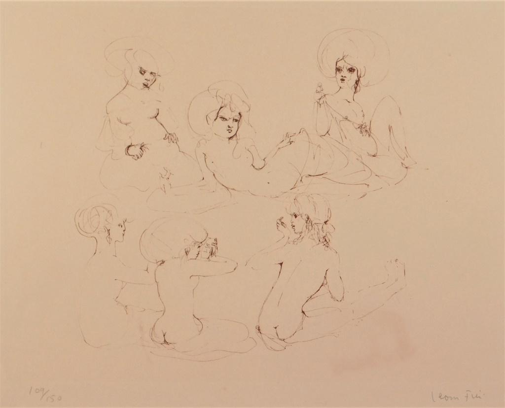 Leonor Fini Nude Women Figure Etching: Eleonora Fini Italy, France, Argentina,1907-1996 Titled "Etudes Des Femmes" circa 1970, edition 109/150. Deaccessioned from the collection of the Huntsville Museum of Art, proceeds to benefit the muse