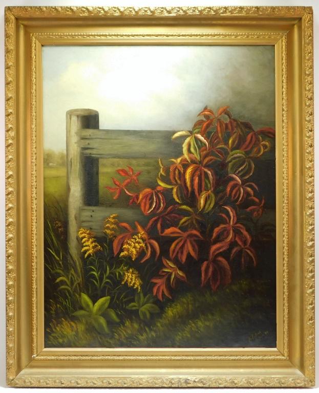 American School Impressionist Farm Fence Painting (1 of 9)