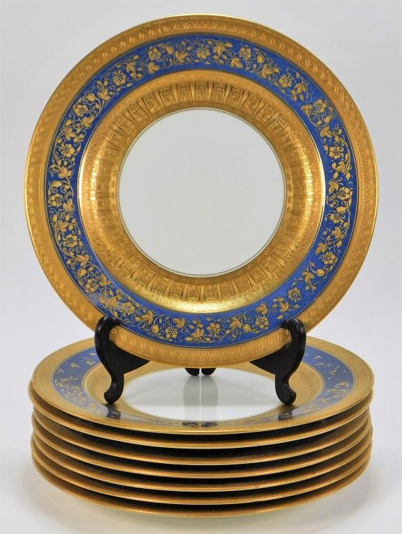 8PC Copeland Spode Blue & Gold Porcelain Plates (1 of 6)