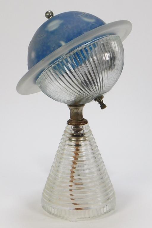 Art Deco Glass Saturn Desk Lamp (1 of 4)