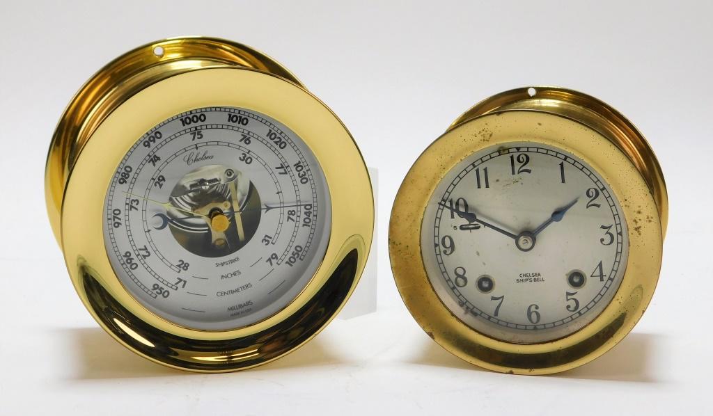 2PC Chelsea Brass Ship Clock & Barometer (1 of 10)
