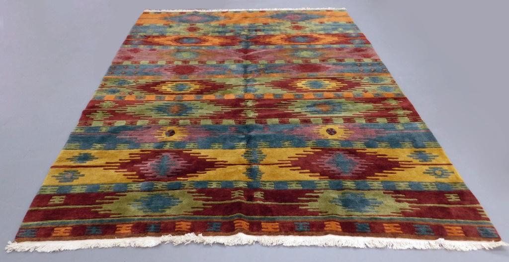 Tibetan Orange & Green Geometric Rug (1 of 4)