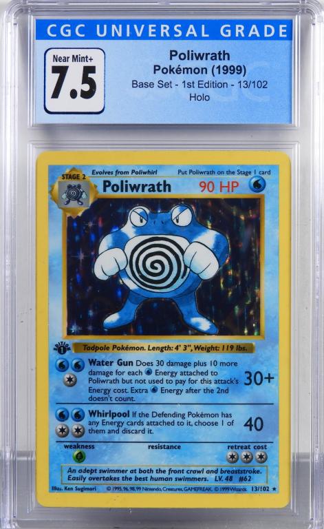 1999 Pokemon Base Set 1st Ed. Poliwrath CGC 7.5 (1 of 2)