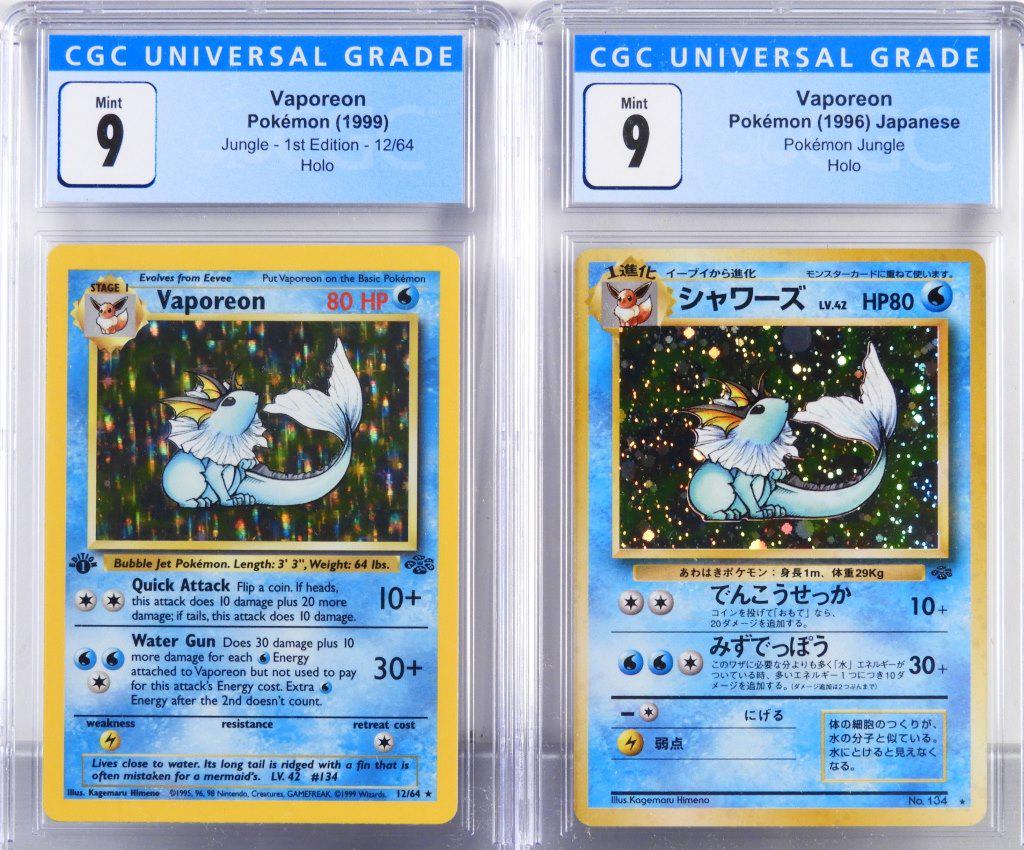 2 Pokemon JP Jungle & Jungle 1st Ed Vaporeon CGC 9 (1 of 2)