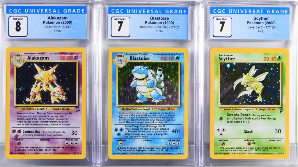 Pokemon Base Blastoise Base 2 Alakazam Scyther CGC (1 of 2)