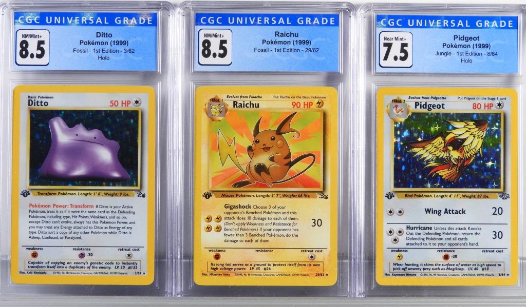 3PC Pokemon Fossil 1st Edition CGC Card Group (1 of 2)