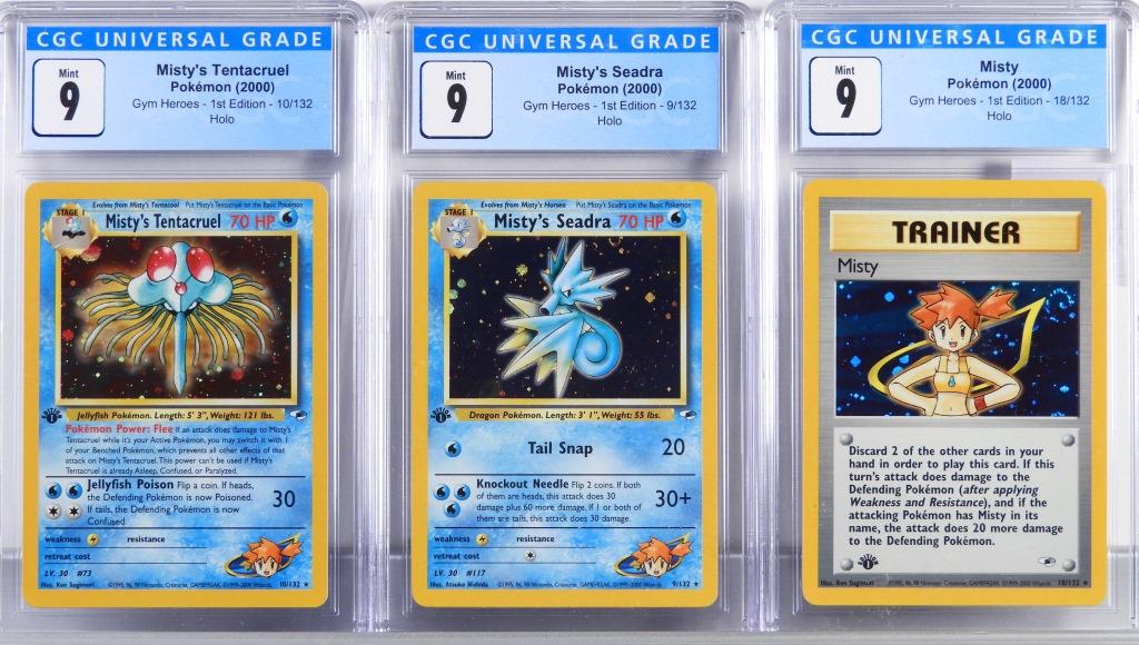 3PC Pokemon Gym Heroes 1st Ed. Misty CGC 9 Group (1 of 2)