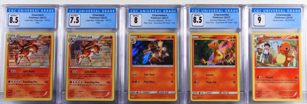 5 Pokemon Charizard Charmeleon Charmander CGC Lot (1 of 2)
