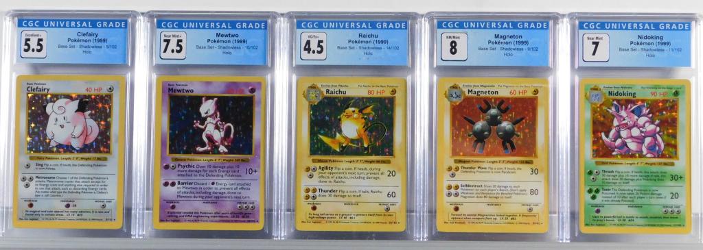 5PC 1999 Pokemon Base Shadowless CGC Holo Group (1 of 2)