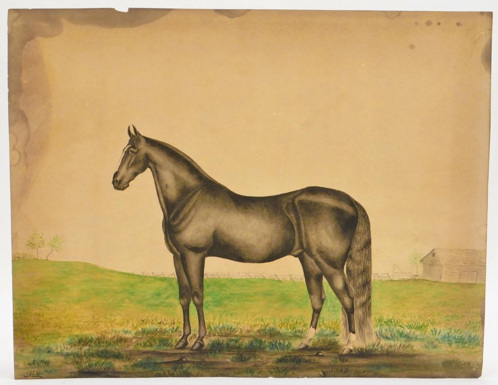 19C American Folk Art Prized Horse WC Painting (1 of 6)
