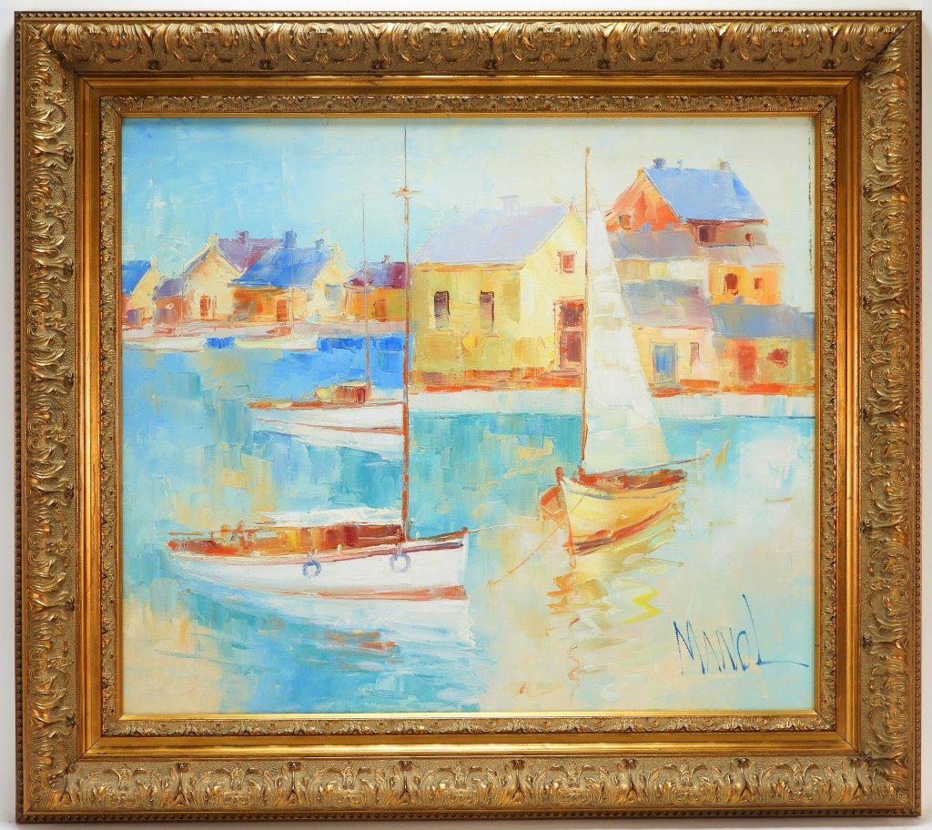 John Adamos Manol Impressionist Harbor Painting (1 of 6)