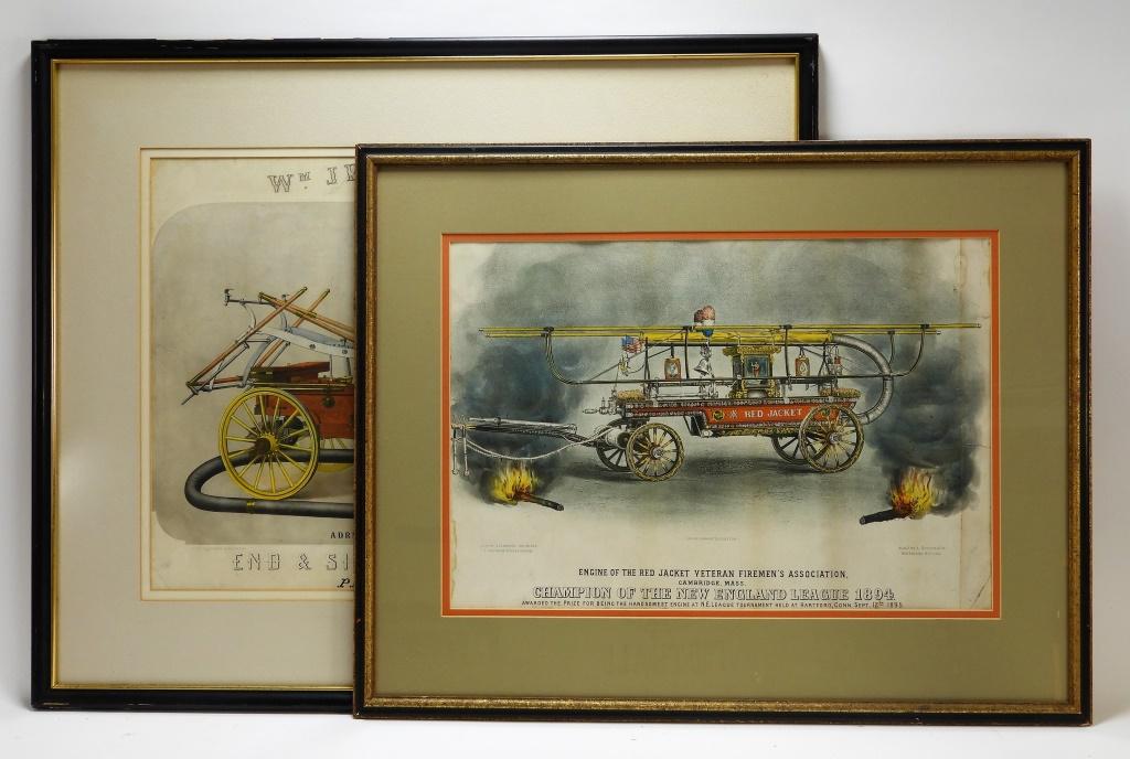 2PC American Fire Engine Lithographs (1 of 9)
