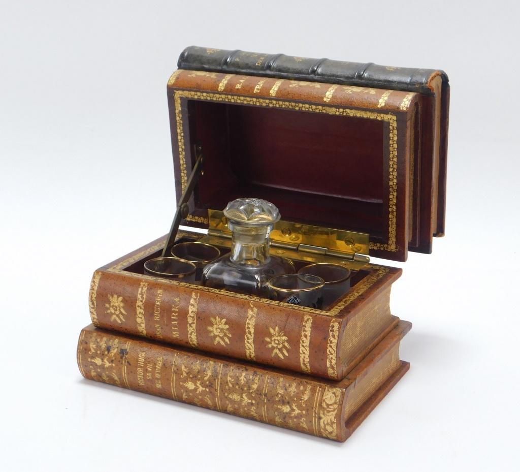 19C French Victorian Book Safe Decanter Set (1 of 4)