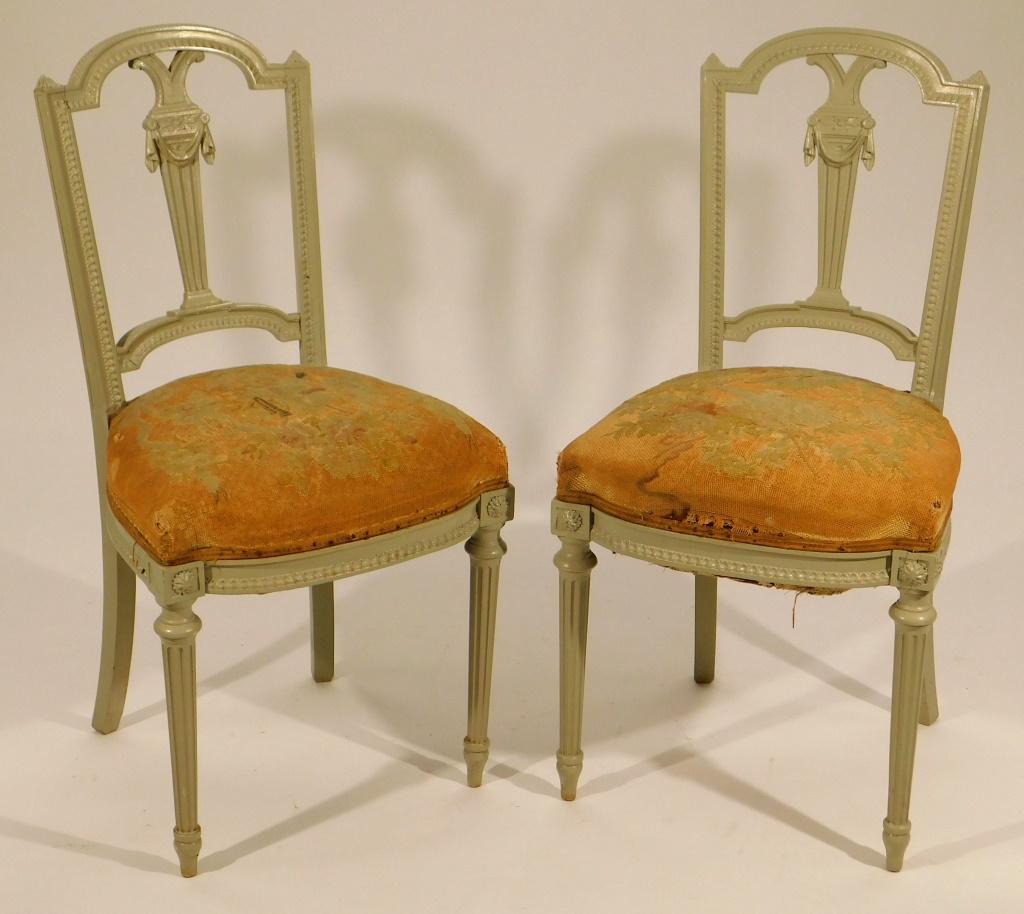 PR French Painted Needlepoint Side Chairs (1 of 8)