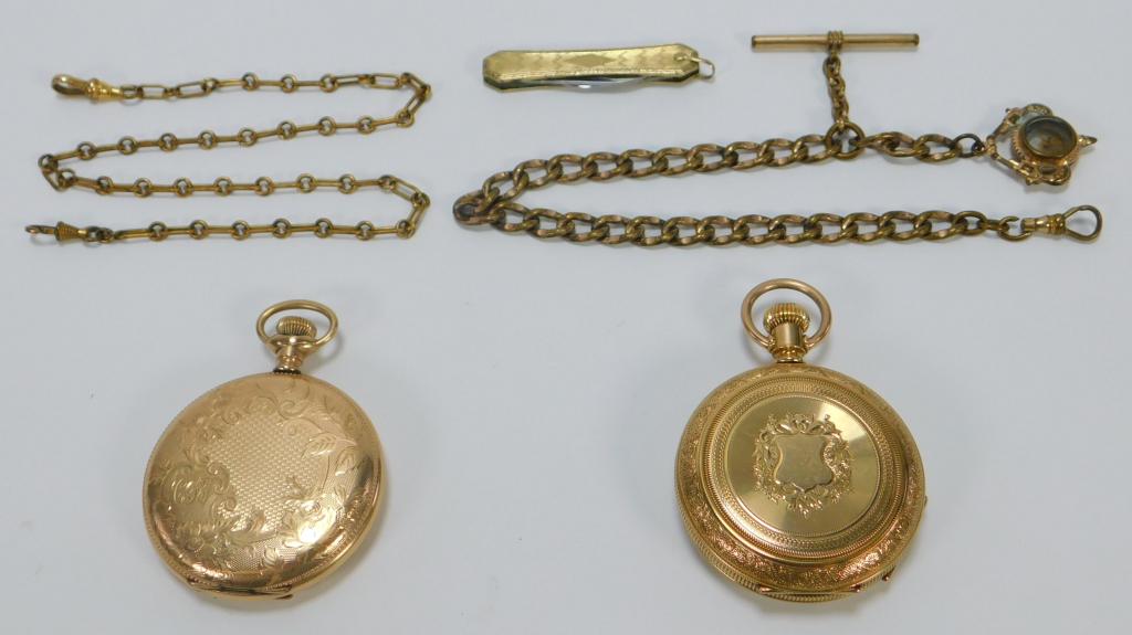 4PC Victorian Gold Fill Pocket Watches & Fobs (1 of 9)