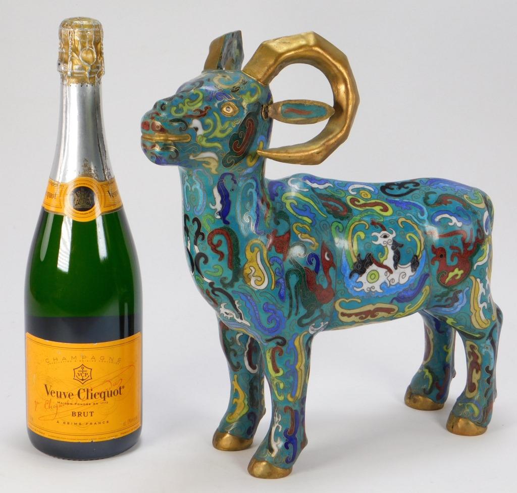 Antique Chinese Copper Cloisonne Ram Sculpture (1 of 8)