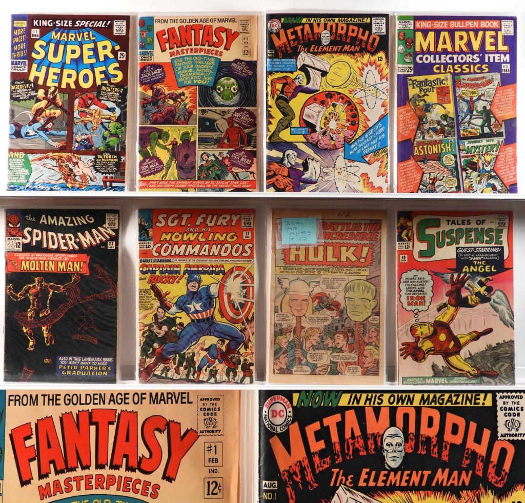 8PC DC Marvel Comics Silver Age Key Book Group: United States,20th Century Group includes Marvel Comics Marvel Super-Heroes #1 (4.0-4.5), Fantasy Masterpieces #1 (4.5-5.0), Marvel Collectors' Item Classics #1 (4.0-4.5), Amazing Spider-Man #28 (1st