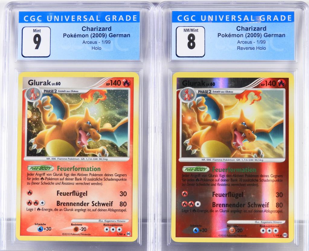 2PC 2009 German Pokemon Arceus Charizard CGC 9 8 (1 of 2)