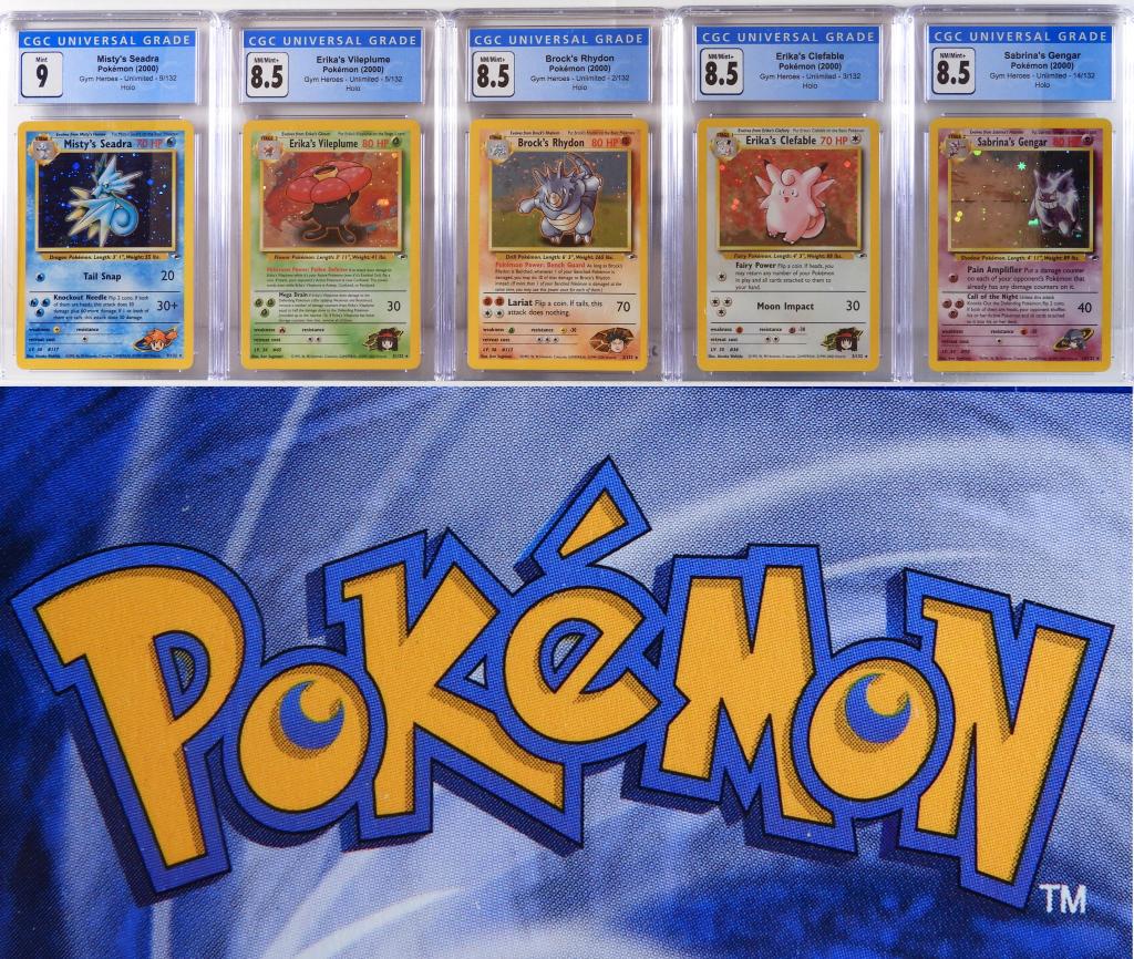 5PC Pokemon Gym Heroes Unl. Holo CGC Card Group (1 of 2)