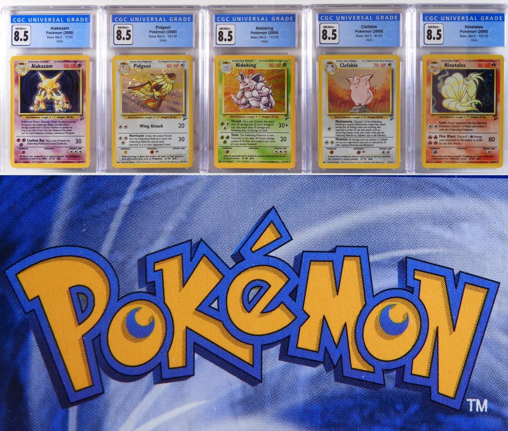 5PC 2000 Pokemon Base 2 CGC 8.5 Holo Card Group (1 of 2)