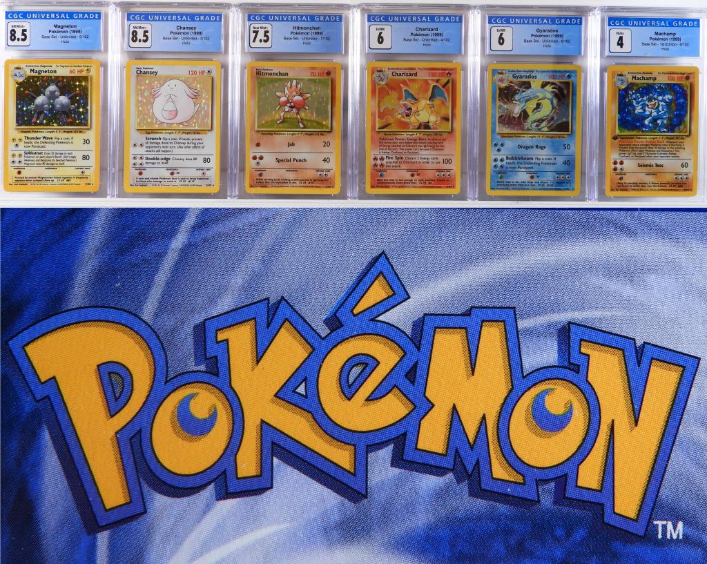 6 1999 Pokemon Base Unlimited Holo CGC Card Group (1 of 2)