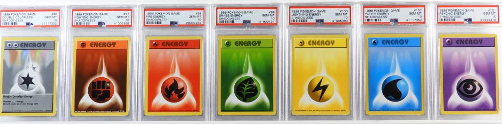 7PC Pokemon Base Shadowless Energy PSA 10 Set (1 of 2)