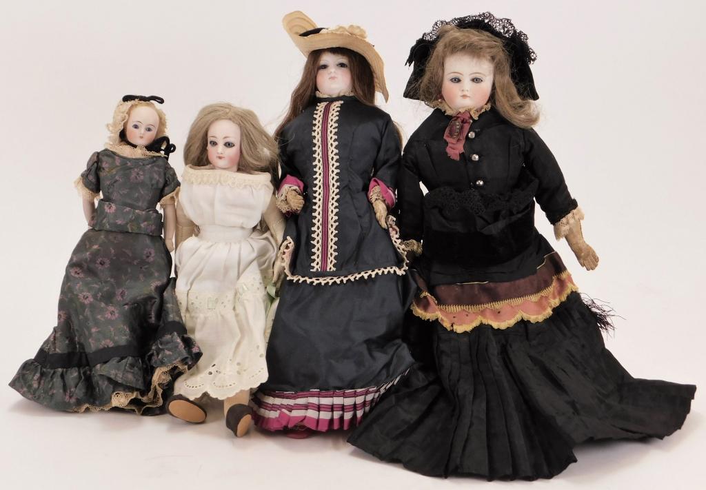 4PC Antique Bisque Head Fashion Dolls (1 of 4)