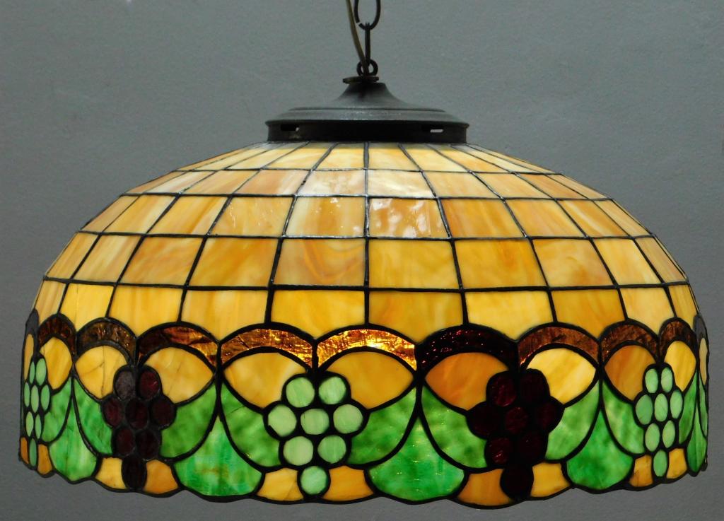 Large Grape and Leaf Slag Glass Chandelier (1 of 8)