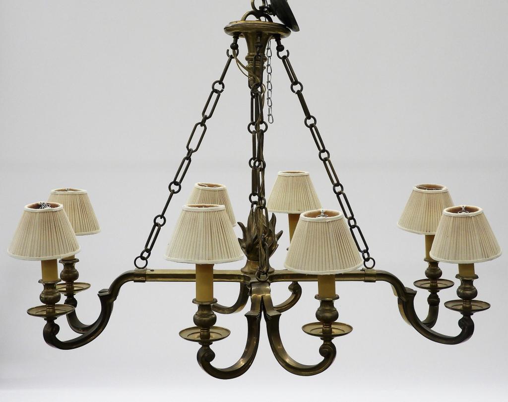 Brass 8 Arm Billiard Pool Hall Table Chandelier (1 of 9)