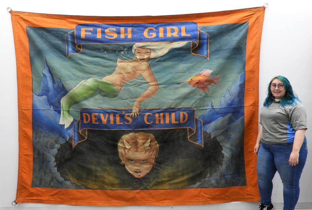 Jay Meah Fish Girl Sideshow Circus Banner (1 of 12)