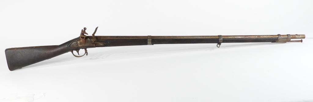 U.S. Model 1816 Flintlock Musket: United States C. 1826 .70 bore, walnut stock with cartouche marks on the left side, steel fittings, lock marked on the tail "SPRING/FIELD/1826," left side of the breech marked with a "P" over an eagle