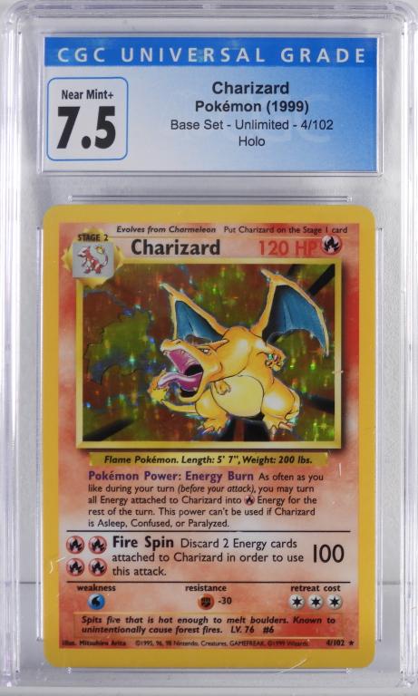 1999 Pokemon Base Unlimited Charizard CGC 7.5 (1 of 2)