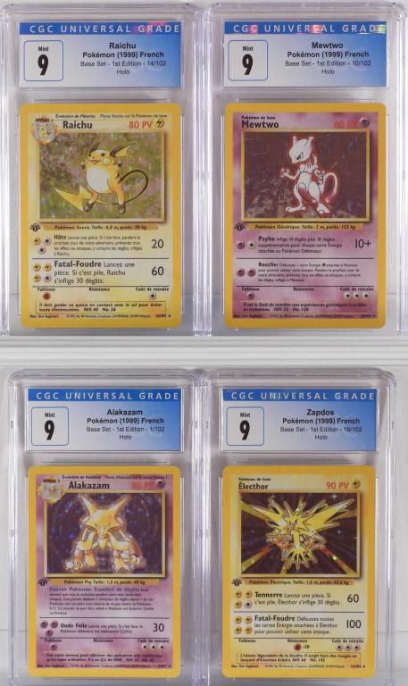 4PC French Pokemon Base 1st Ed. CGC 9 Holo Group (1 of 2)