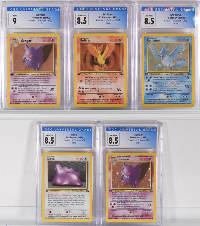5PC 1999 Pokemon Fossil 1st Ed CGC Holo Card Group (1 of 2)