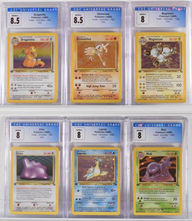6PC 1999 Pokemon Fossil 1st Ed CGC Holo Card Group (1 of 2)