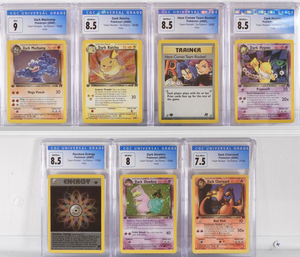 7PC 2000 Pokemon Team Rocket 1st Ed CGC Card Group (1 of 2)