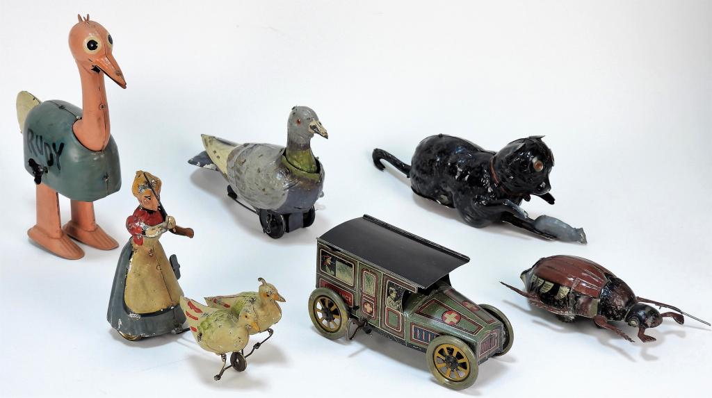 6PC Antique Prewar German Tin Windup Toy Group (1 of 4)