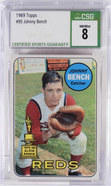 1969 Topps Baseball Johnny Bench CSG 8 Rookie Card (1 of 2)