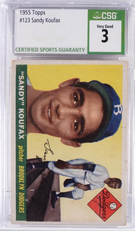 1955 Topps Baseball Sandy Koufax #123 Rookie CSG 3 (1 of 2)