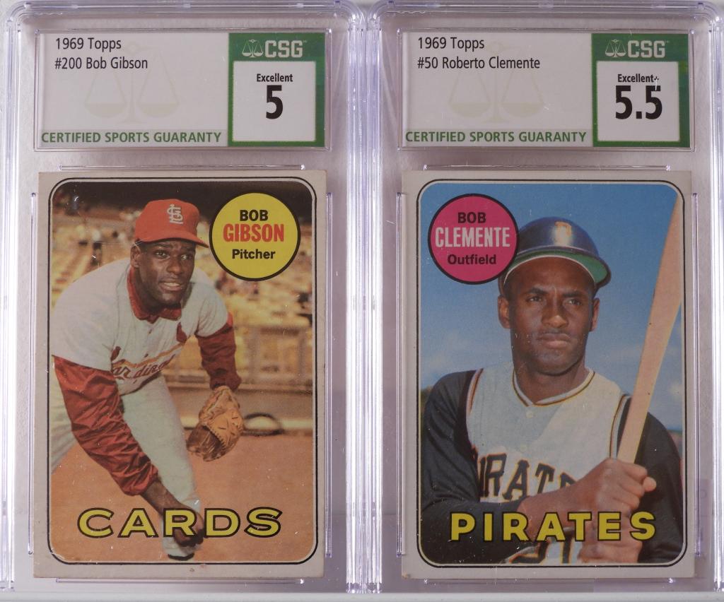 2 1969 Topps Baseball Bob Gibson Roberto Clemente (1 of 2)