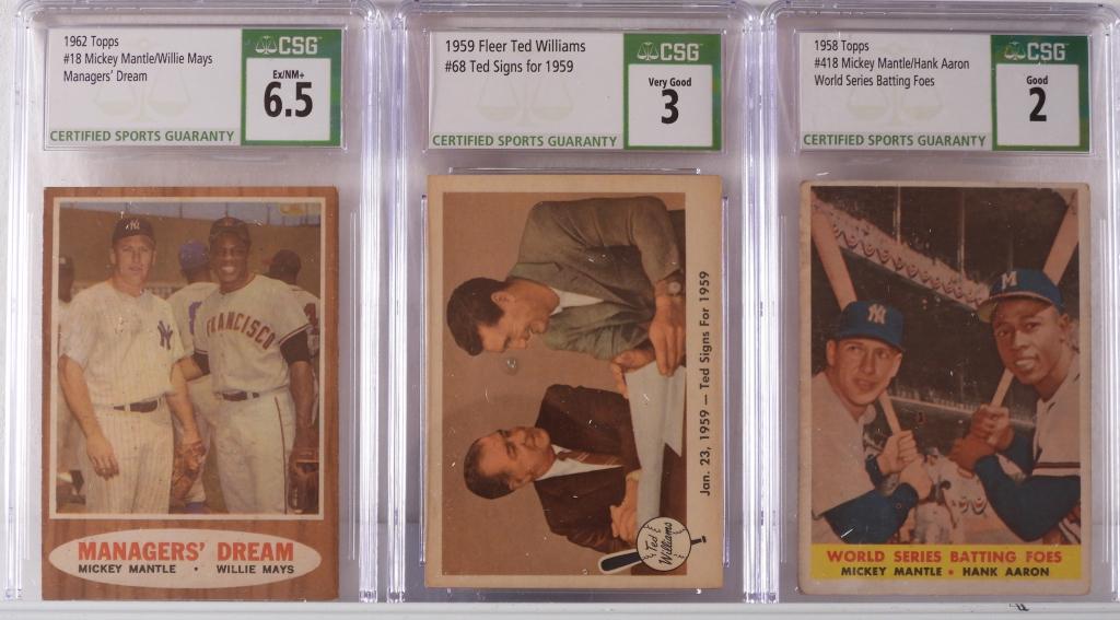 3PC 1958-1962 Fleer Topps Mantle Aaron Mays CSG (1 of 2)