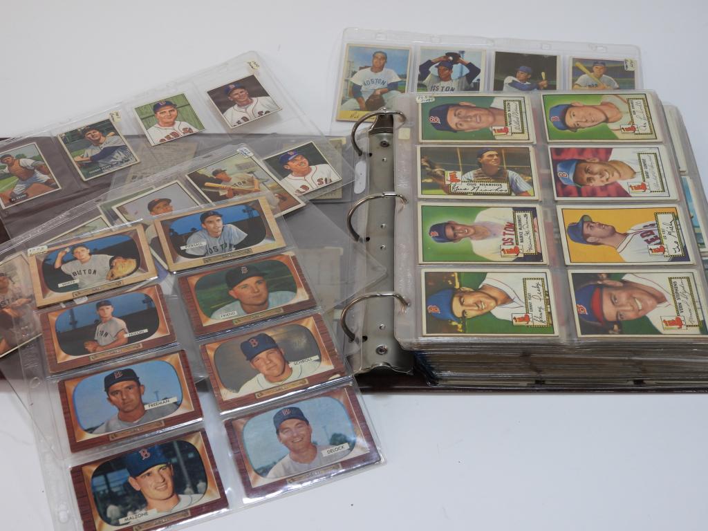 350+ Bowman Topps Baseball Red Sox Card Collection: United States,1950-1970 Large estate collection of 1950 through 1970 Bowmann and Topps Baseball Boston Red Sox trading cards, includes 1951 Bowman Johnny Pesky, several 1952 through 1970 Topps cards,